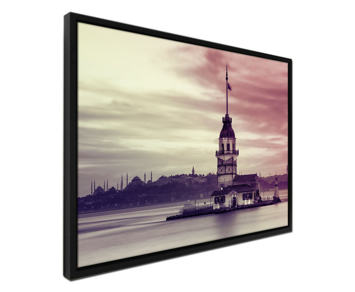 Paul Sinus Art 105x75cm Wandbild – Farbe Mauve - auf Leinwand inkusive Schattenfugenrahmen schwarz -