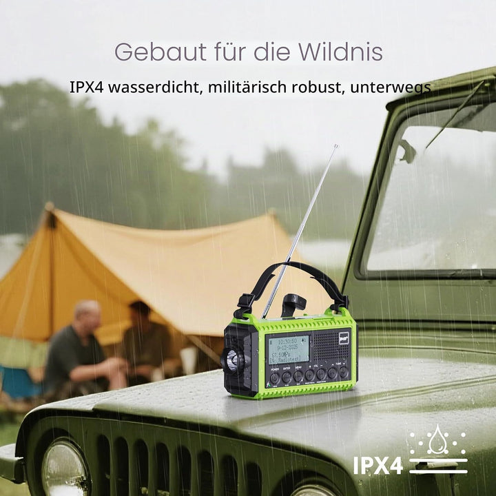 Kurbelradio DAB Radio, Baustellenradio mit Akku 5000mAh Wiederaufladbare, UKW/DAB Plus Radio, Akku R