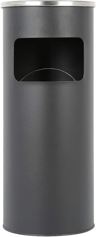 Standaschenbecher mit Papierkorb | Für Aussen und Boden mit Stahlgitter (Schwarz-1 Stück, 25 * 25 *