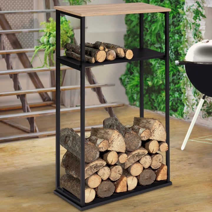 IDMarket - Kaminholzregal, vertikal, gross, mit Regalen, 33 x 66 x 112 cm