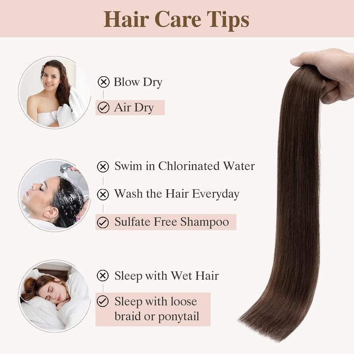 TESS Tape Extensions Echthaar 100g Mittelbraun 40 pcs Remy Human Hair Echthaar Extensions Tape 45 cm
