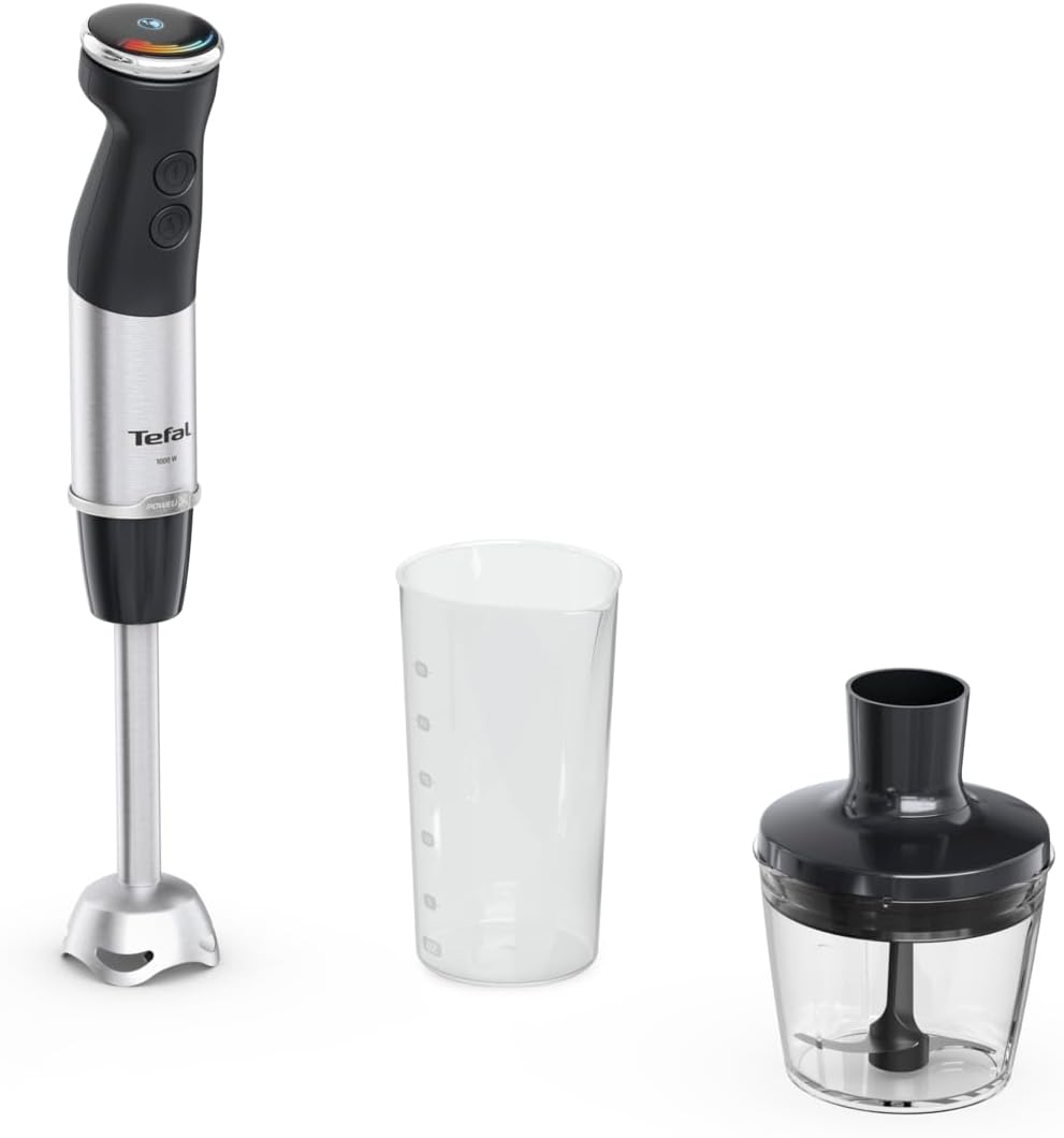 Tefal Quickchef+ 2-in-1 Stabmixer und Zerkleinerer, 1000 W, intuitive Geschwindigkeitsregelung, Turb