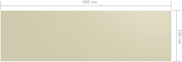 WIFESE Balkon Sichtschutz Terrasse 120x400 cm mit Ösen und PE Seil Balkonbespannung UV-Schutz Balkon