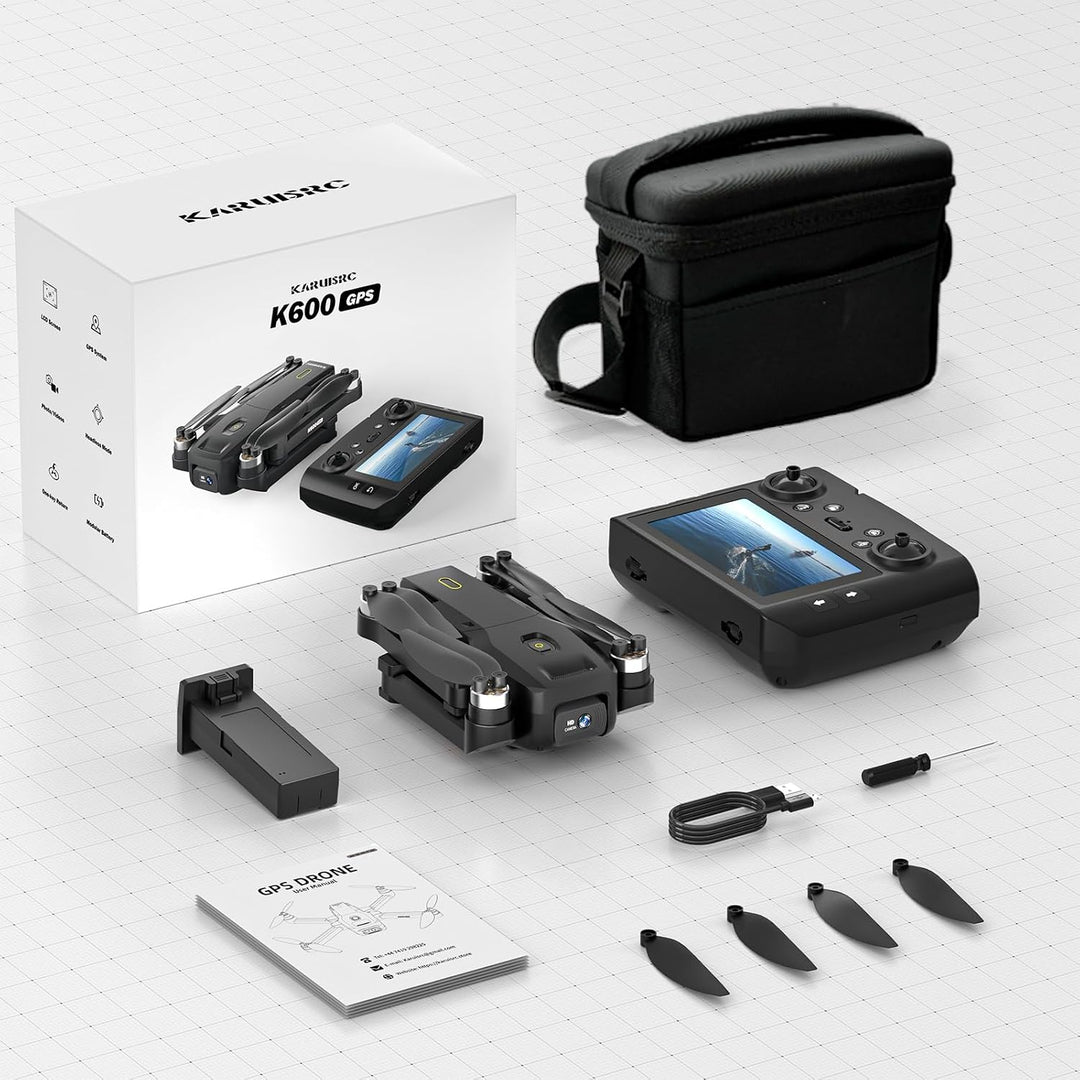GPS Drohne mit 4.5" HD Bildschirm EIS Kamera, Follow Me Modulare Batterie | AI Track&amp;Orbit,Gesten Sc