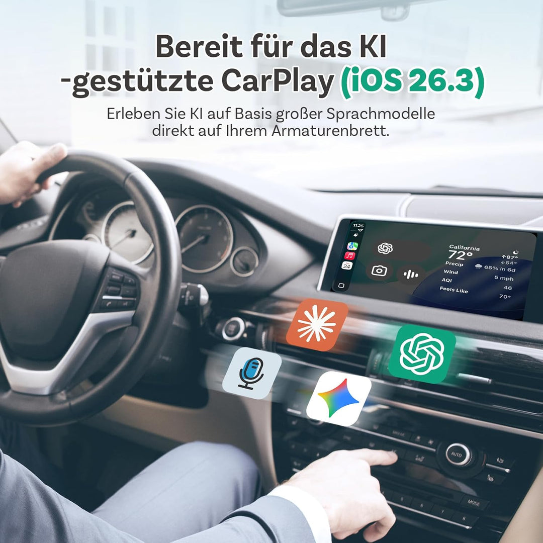 OTTOCAST Mini Pico 2026 CarPlay & Android Auto Wireless Adapter, Smart Button, 5–8s Auto Connect, Pl