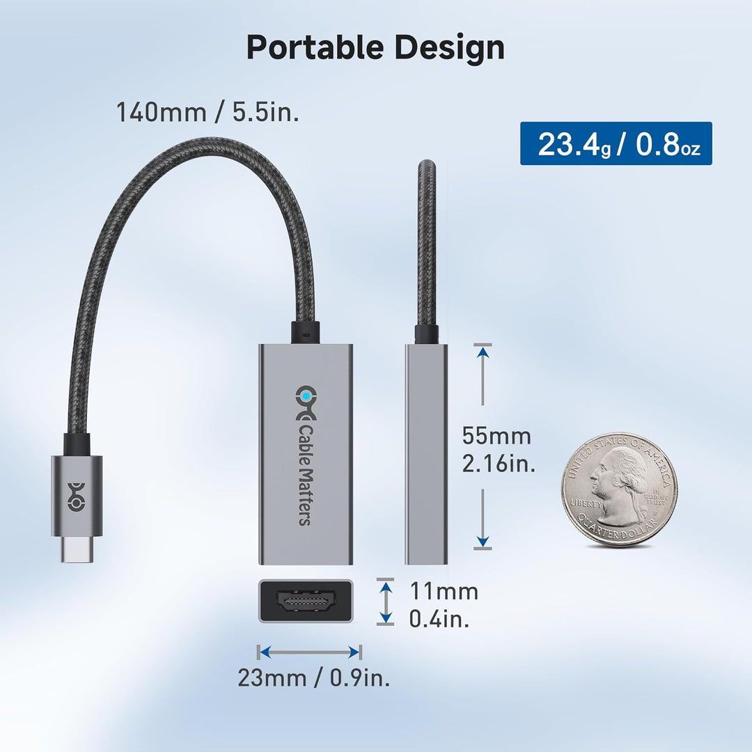 Cable Matters 48Gbps USB C auf HDMI 2.1 Adapter (USB C HDMI Adapter) für 4K 120Hz und 8K 60Hz HDR -
