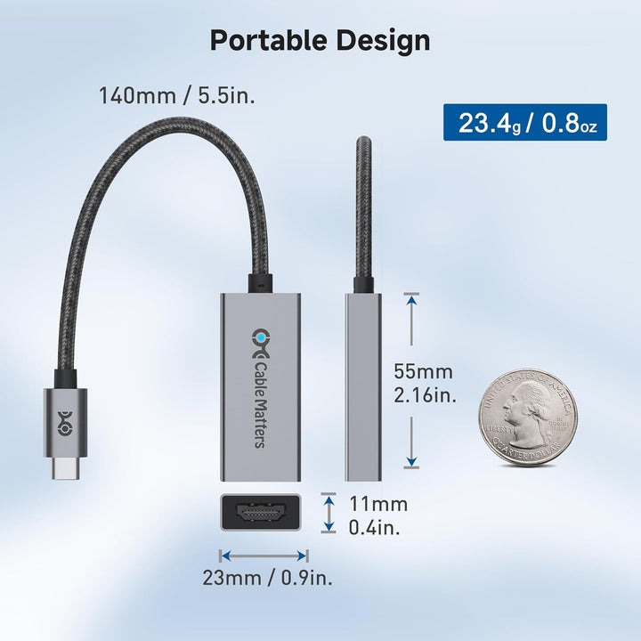 Cable Matters 48Gbps USB C auf HDMI 2.1 Adapter (USB C HDMI Adapter) für 4K 120Hz und 8K 60Hz HDR -