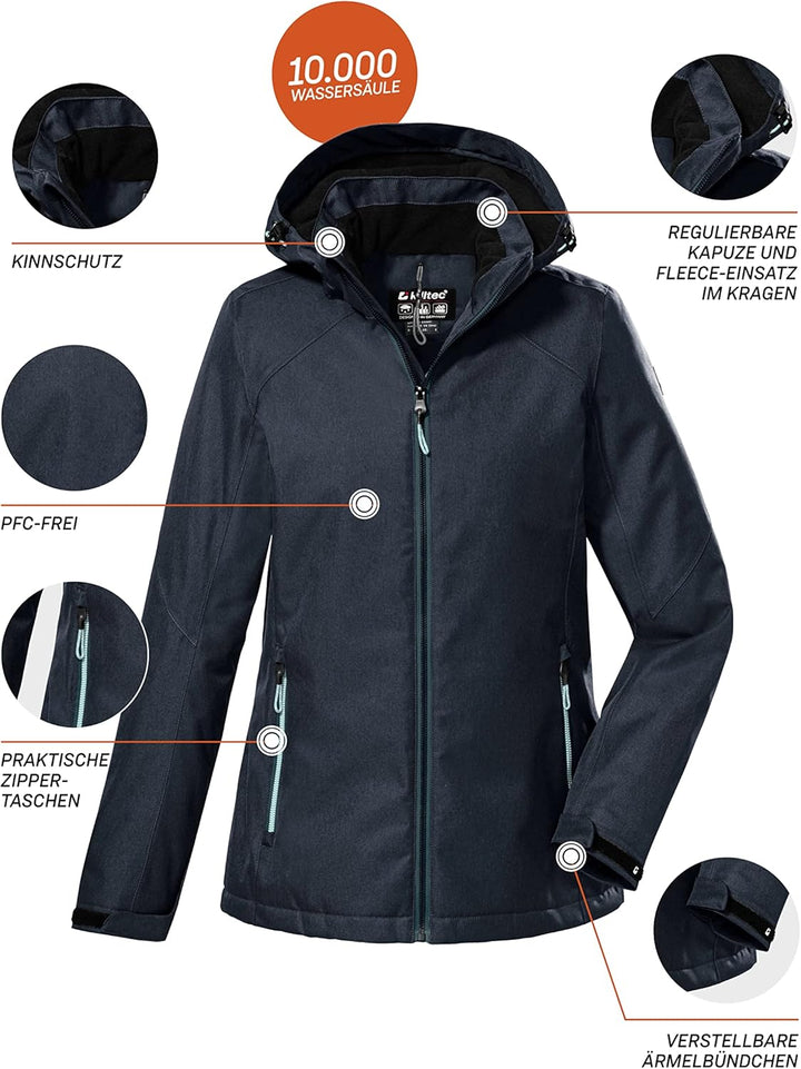 Killtec Damen Kow 142 Wmn Jckt Outdoorjacke/Funktionsjacke mit abzippbarer Kapuze 36 dunkelnavy, 36