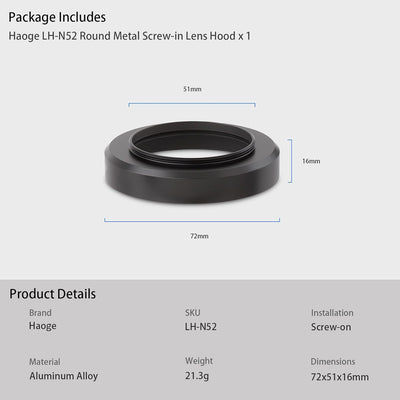 Haoge Gegenlichtblende aus Metall für Nikon Z 40 mm f2, Nikkor Z 28 mm f2.8 Schraubblende, Z28 mm f2