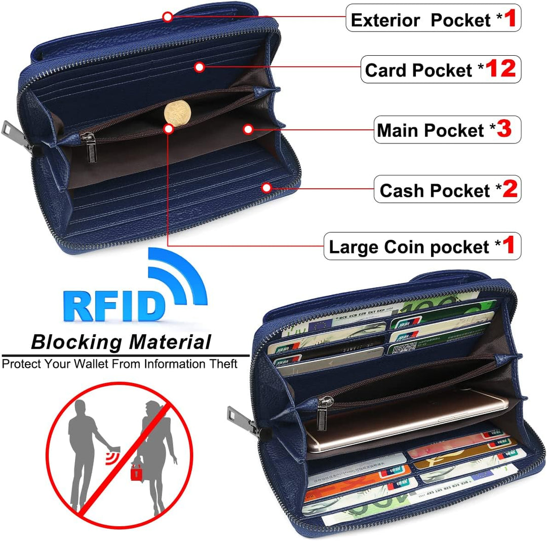 Handytasche zum Umhängen RFID Schutz Geldbeutel Damen Handy Umhängetasche Leder Viele Fächer Handy S