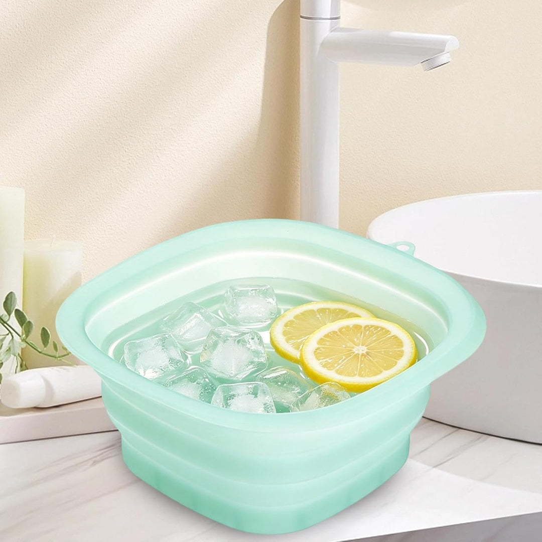 Face Bowl for Ice, 25.6x24x11.4cm Portable Foldable Silicone Facial Tub, Cold Water Skincare Tool fo