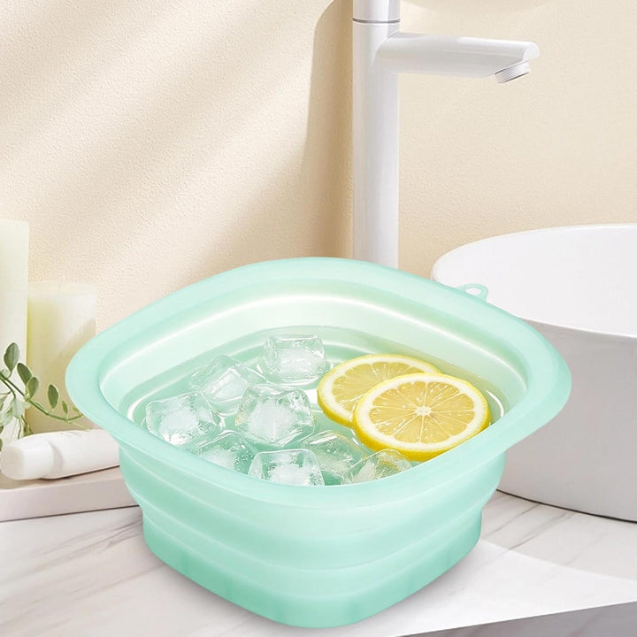 Face Bowl for Ice, 25.6x24x11.4cm Portable Foldable Silicone Facial Tub, Cold Water Skincare Tool fo