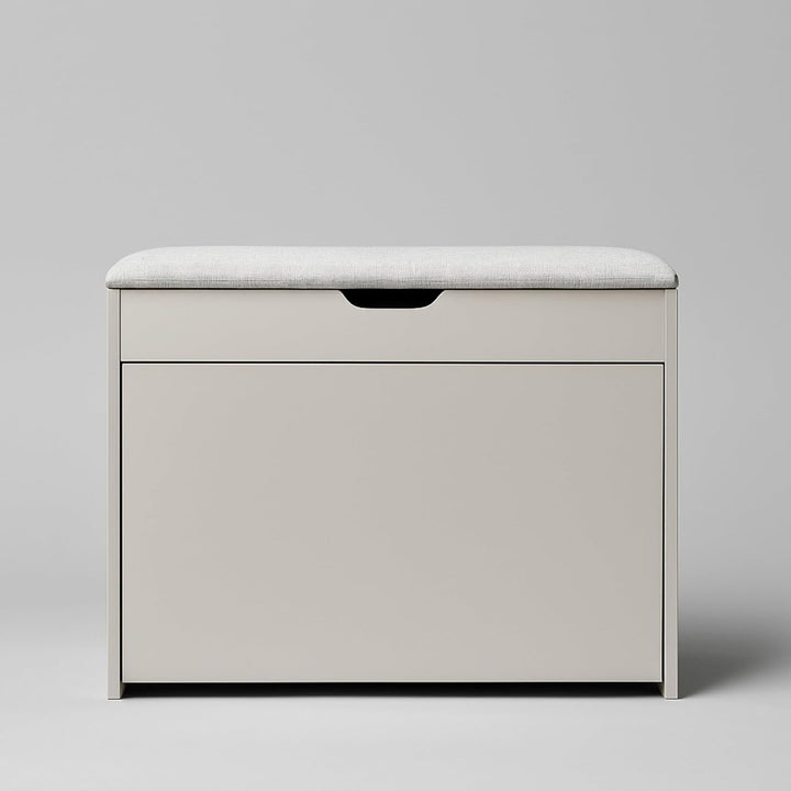 BOXIMO MDF Schuhschrank mit Sitzbank und ausziehbaren Regalen, Polyester Polsterung, 57 x 30 x 53 cm