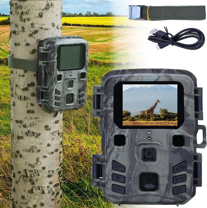 Kompakte Wildkamera, Full HD, PIR Bewegungssensor, Nachtsicht mit IR LEDs, IPX5, 180g leicht, Farbdi