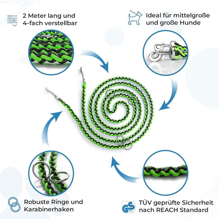 Testnote: Sehr gut - Hundeleine reflektierend I 2m, verstellbar, wetterfest & reissfest bis 250 kg I