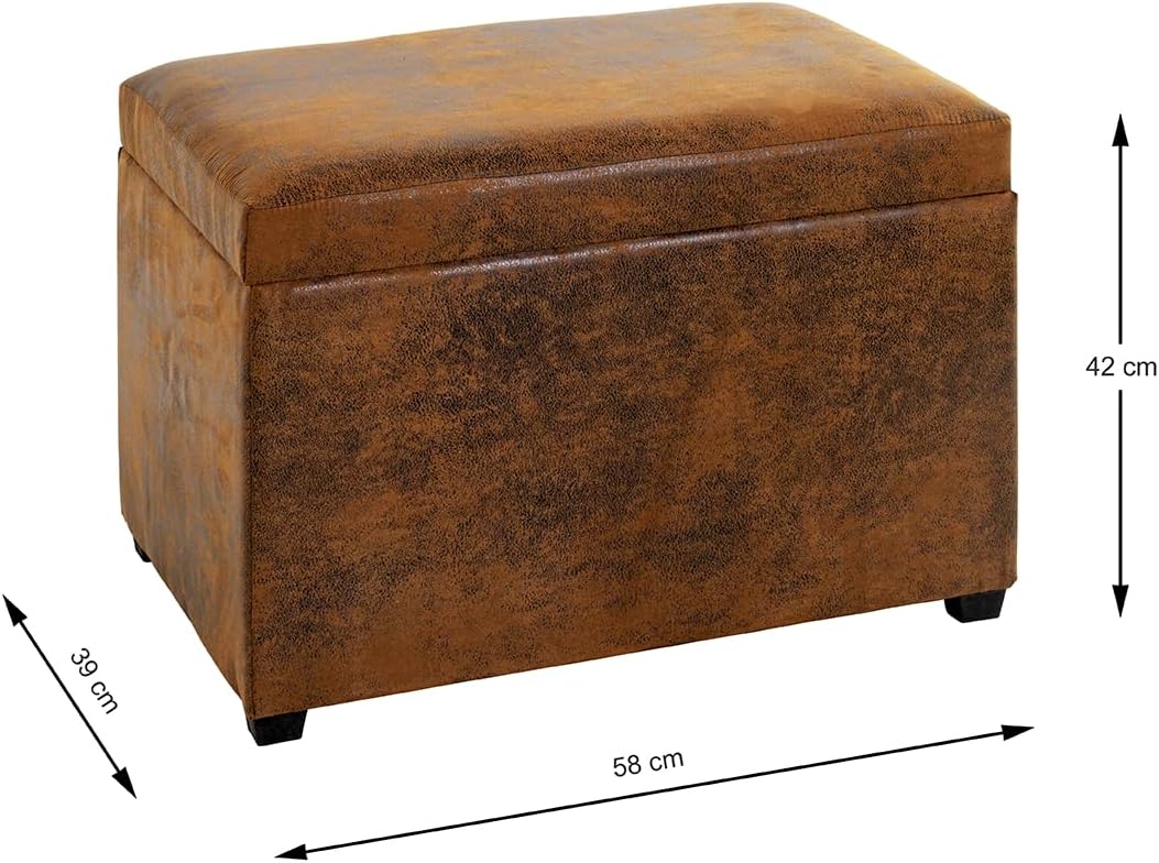 HAKU Möbel Sitztruhe, MDF, Vintage-braun, T 39 x B 58 x H 42 cm, Vintage-braun
