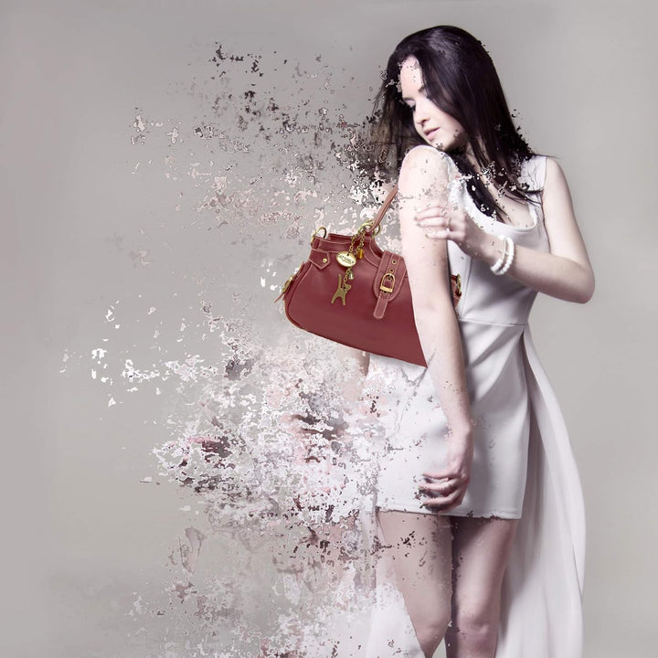 Catwalk Collection Handbags - Damen Leder Schultertasche - Umhängetasche Mittelgross - Handtasche mi