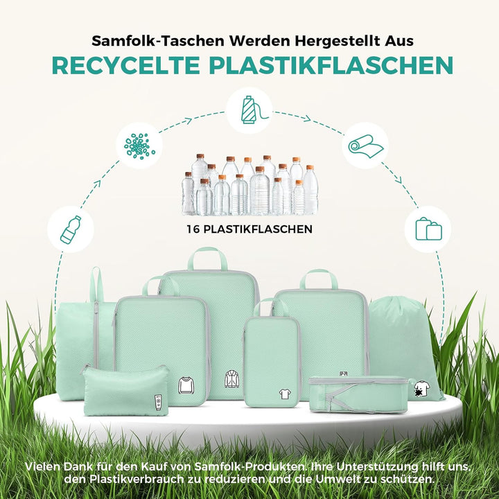 Koffer Organizer Packing Cubes Compression 8 Stück, Wasserdicht PackwüRfel Koffer Organizer Set,Trav