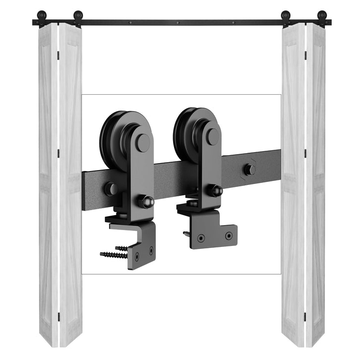 153cm/5FT Bifold Schiebetürbeschlag Schiebetüren Schiebetürsystem Komplettset Laufschiene Rollen Set