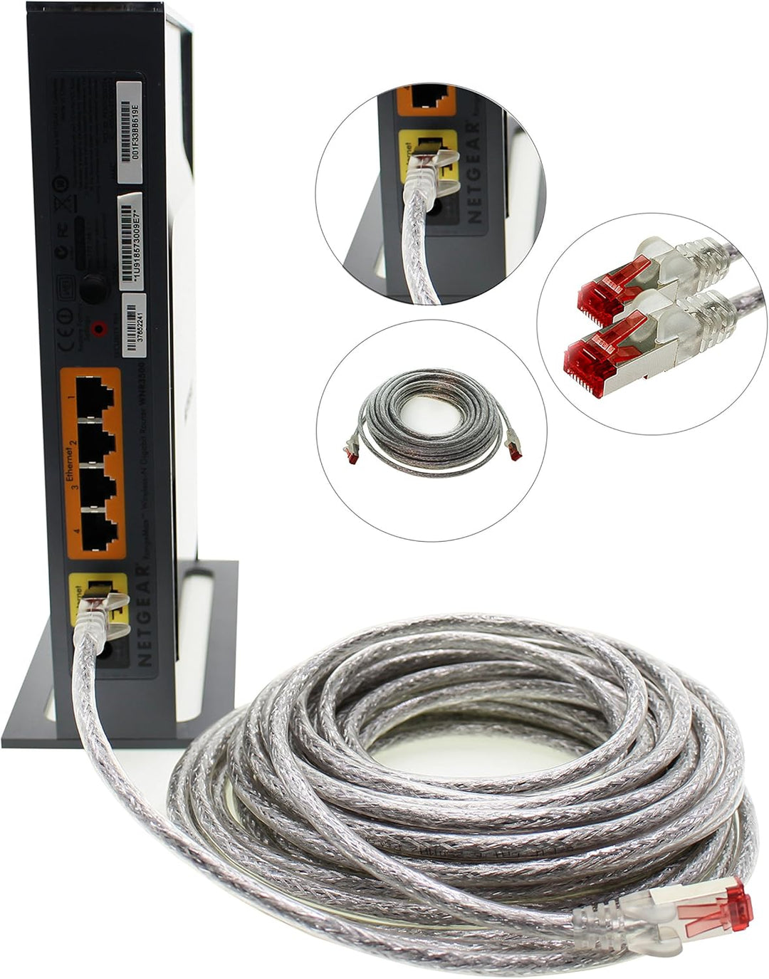 freiwerk Netzwerkkabel Cat.6 0,25m transparent - 10 x Ethernetkabel Lankabel Cat6 Lan Netzwerk Kabel