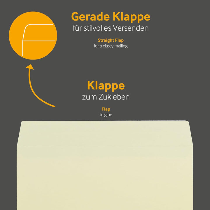100 Stück, Farbige Briefumschläge, DIN C6/5, Haftklebung mit Abziehstreifen, Gerade Klappe, 130 g/qm
