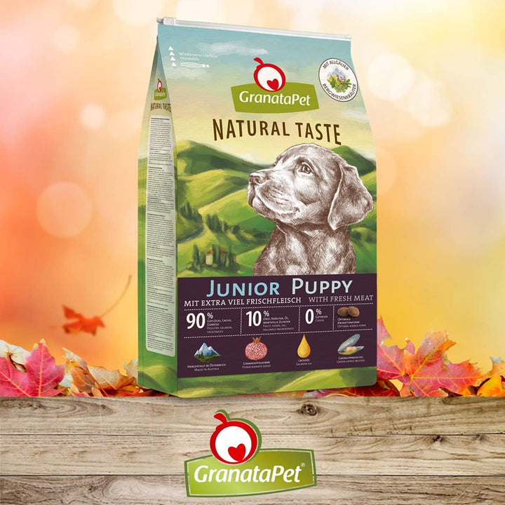 GranataPet Natural Taste Junior, 12 kg, Trockenfutter für Hunde, Hundefutter ohne Getreide & ohne Zu