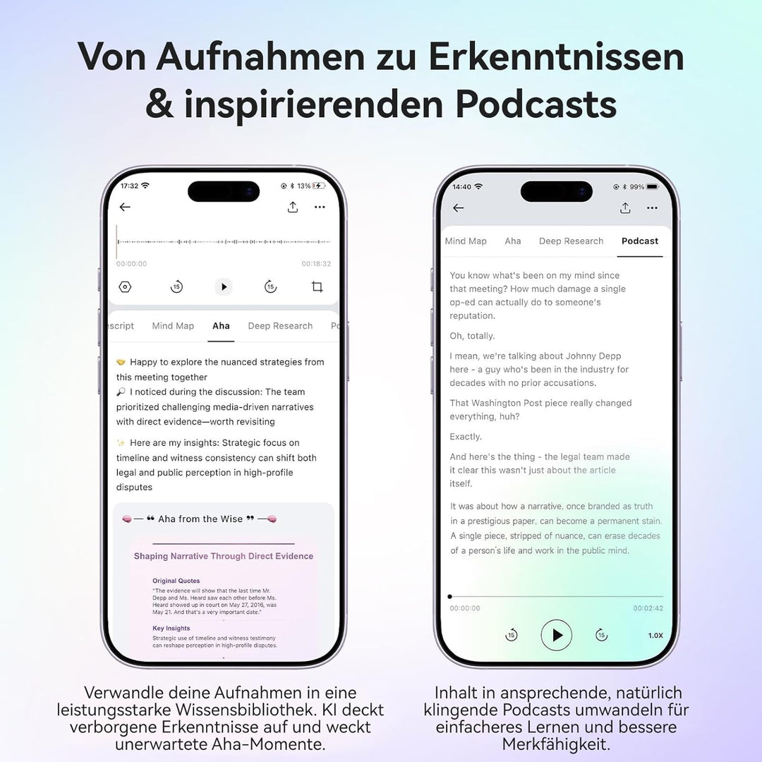Mobvoi TicNote Lite KI Sprachrekorder 4 GB, KI-Notizgerät m. Echtzeit-Transkription & Zusammenfassun