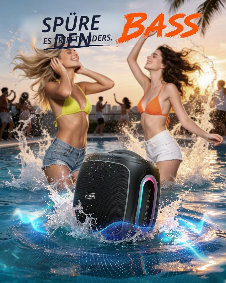 Bluetooth Lautsprecher Gross 120W, Tragbare Musikbox mit kraftvollem Sound, 6,5'' Woofer, Tiefbass &