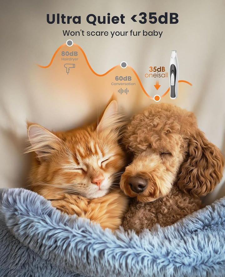 oneisall Pfotentrimmer für Hunde mit LED-Licht, Leise Hundepfoten Trimmer Paw Trim Pro dr Pfoten, Wi