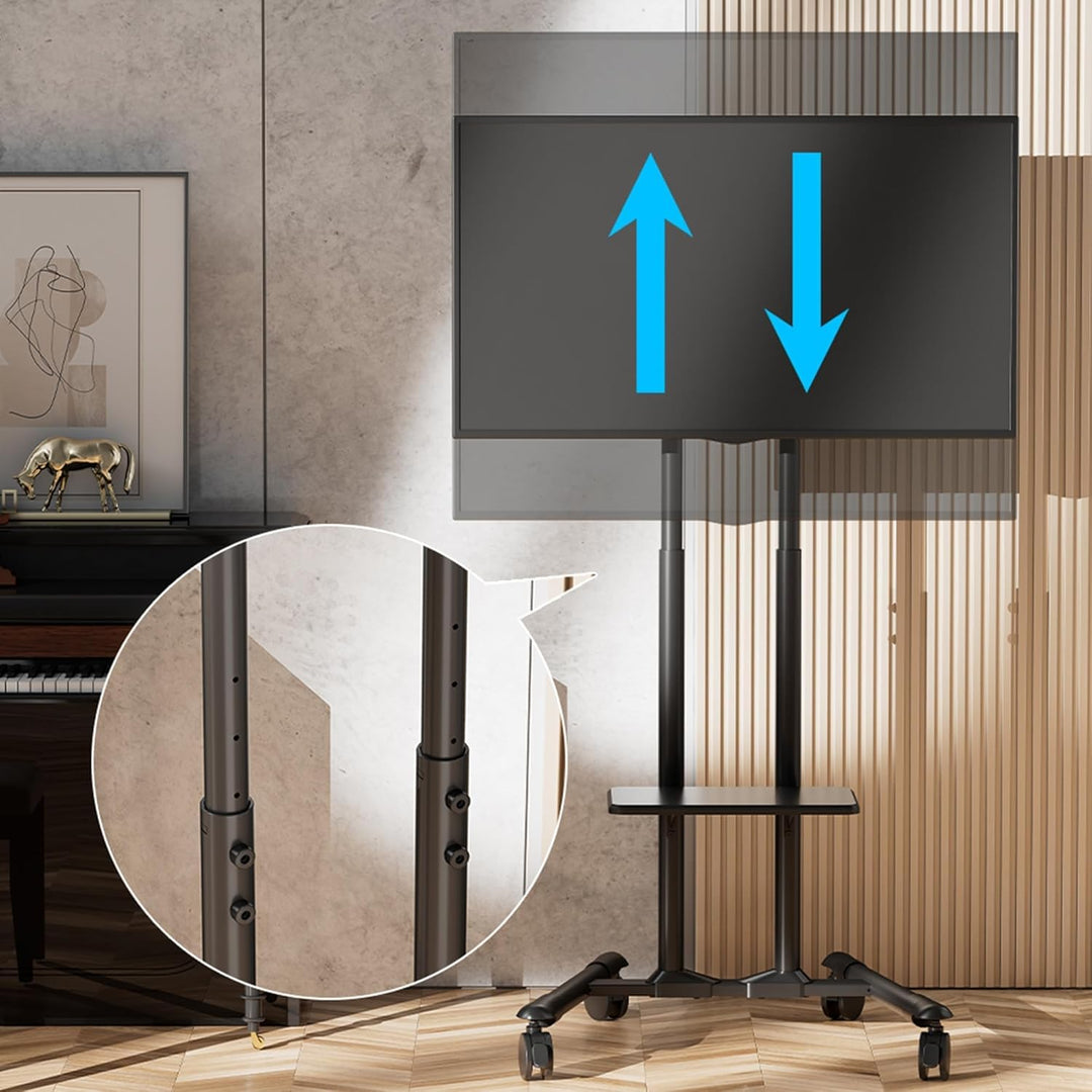 ETHU Mobiler TV Ständer auf Rollen für 32-70 Zoll Plasma/LCD/LED Fernseher, Höhenverstellbar, Tragba