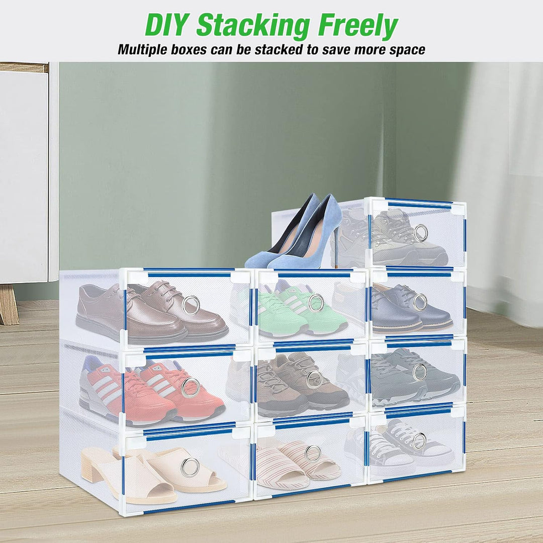 10Stück Set Schuhboxen Schuhkasten Schuhkarton Schuhaufbewahrung Aufbewahrungsbox mit Deckel Transpa
