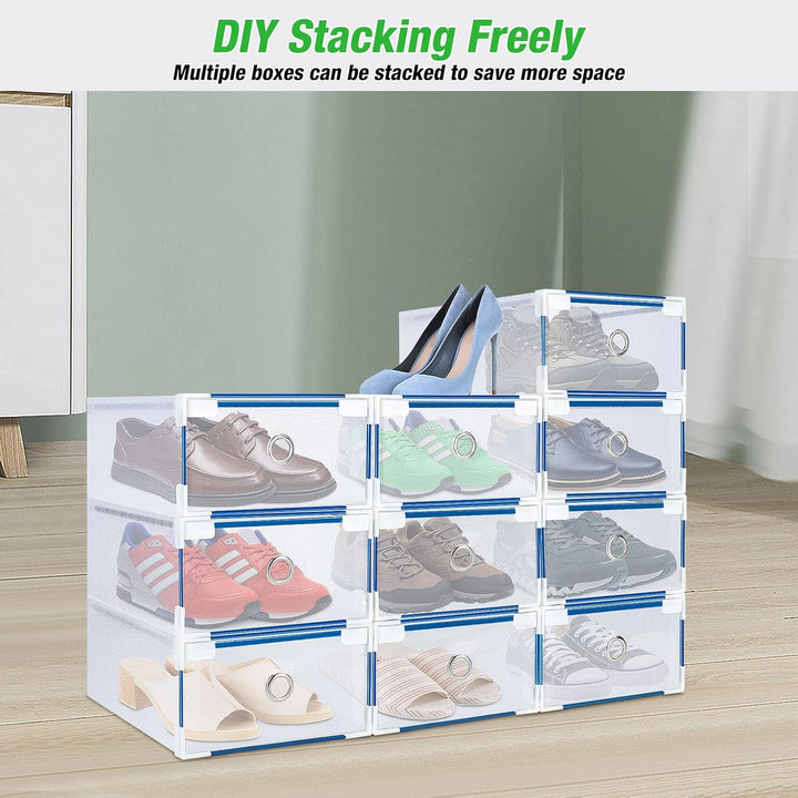 10Stück Set Schuhboxen Schuhkasten Schuhkarton Schuhaufbewahrung Aufbewahrungsbox mit Deckel Transpa