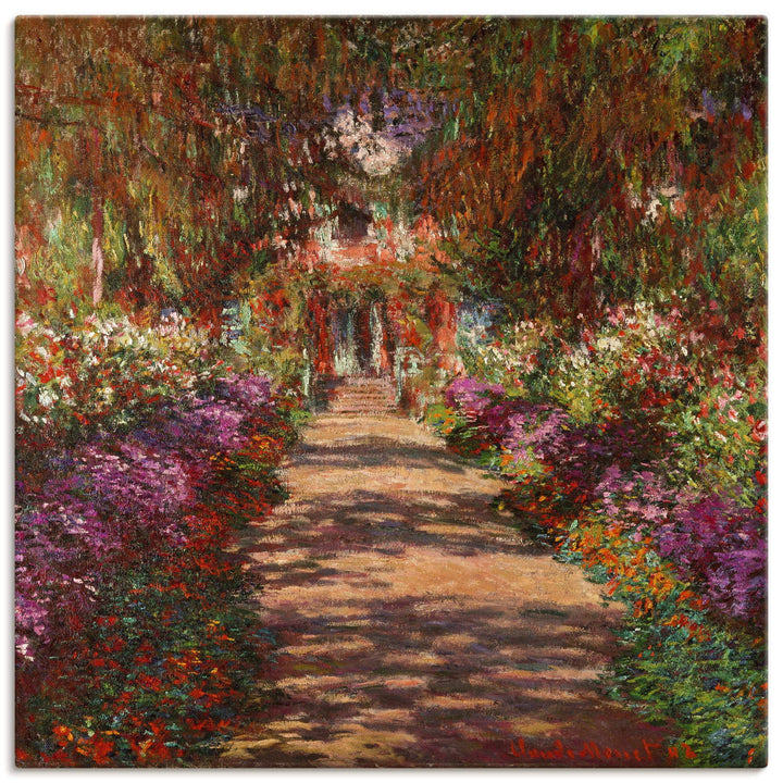 ARTland Leinwandbild Wandbild Bild auf Leinwand 50x50 cm Wanddeko Pflanzen Bäume Blumen Weg in Monet