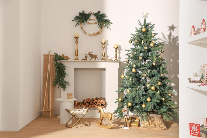 DN DECONATION Weihnachtskugeln Set, 12-teilig - Gold Glaskugeln 6cm Glänzend & Matt, Christbaumkugel
