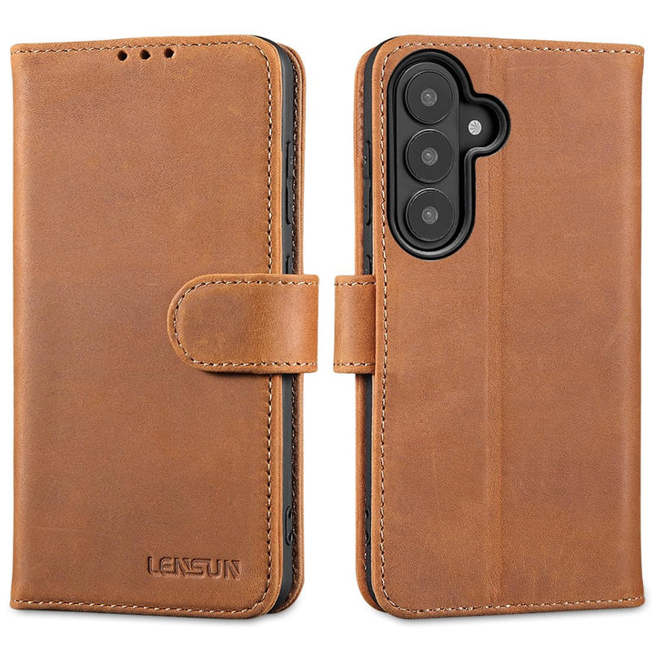 LENSUN Echtleder Hülle für Samsung Galaxy S26 Plus, Handyhülle [Premium Echtes Leder][RFID Schutz][K