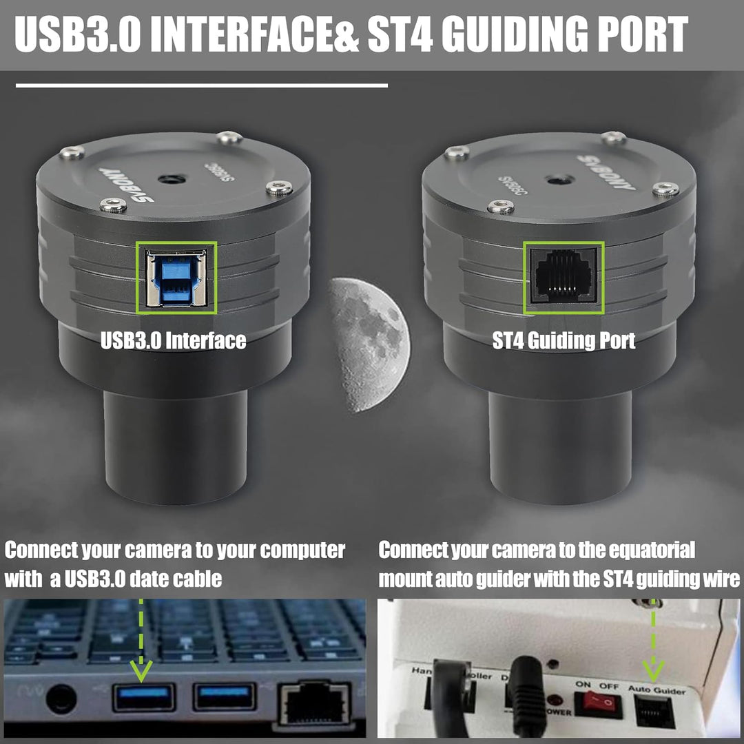 Svbony SV505C Astrokamera, 1,25Zoll USB3.0 4,2MP Planetenkamera mit ST4 Autoguider AR beschichtetes