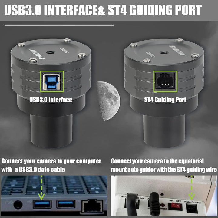 Svbony SV505C Astrokamera, 1,25Zoll USB3.0 4,2MP Planetenkamera mit ST4 Autoguider AR beschichtetes