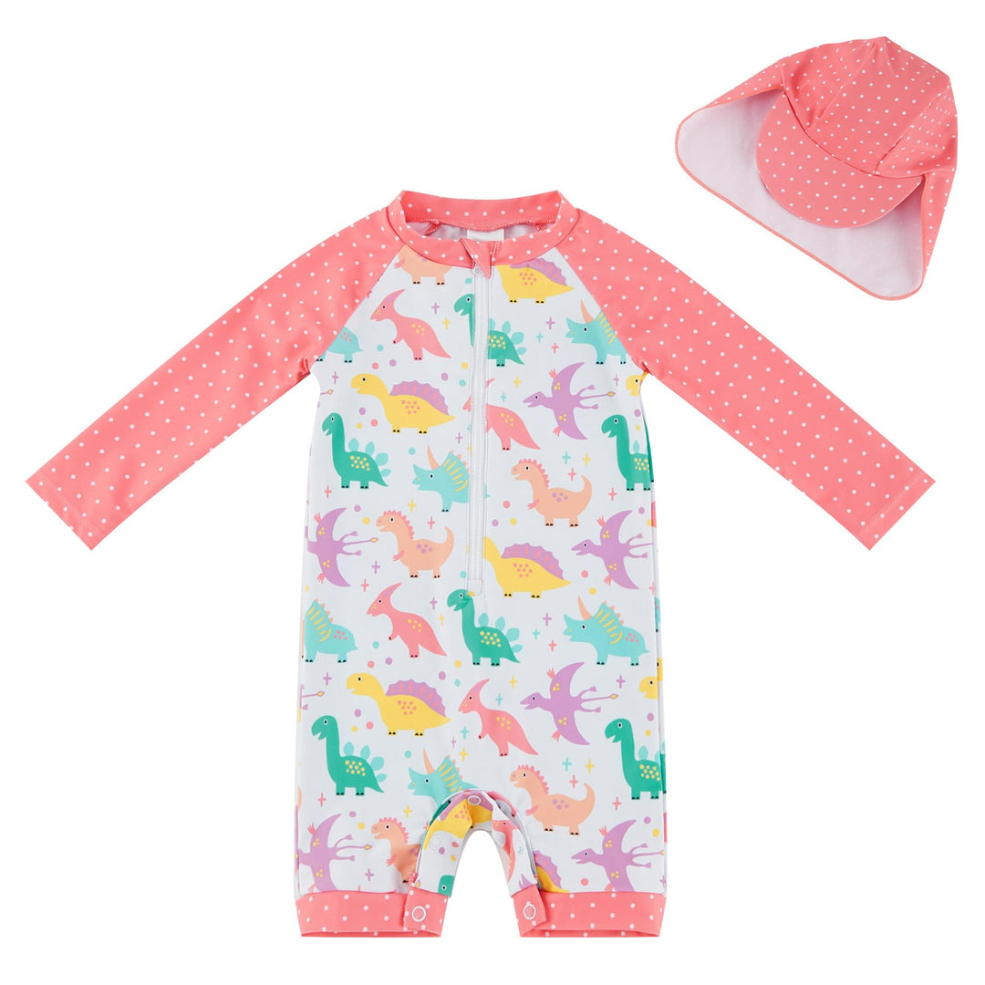 UMELOK Baby Badebekleidung Mädchen Badeanzug mit Sonnenhut UV Schutz 3-6 Monate Niedlicher Dinosauri