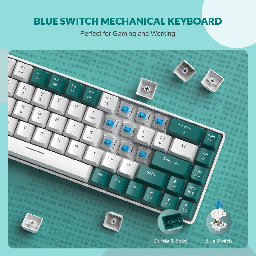 YINDIAO T8 60% RGB Gaming Tastatur und Maus Set + Gewendeltes USB-C Kabel,Kabelgebundene Mechanische