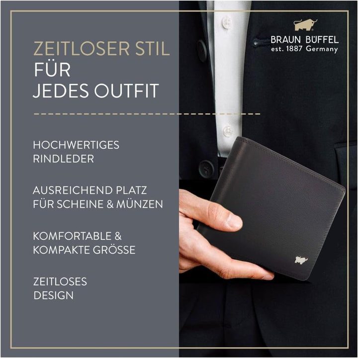 BRAUN BÜFFEL Herren Geldbörse aus echtem Leder Golf 2.0 - Portemonnaie für Männer - 11 Kartenfächer