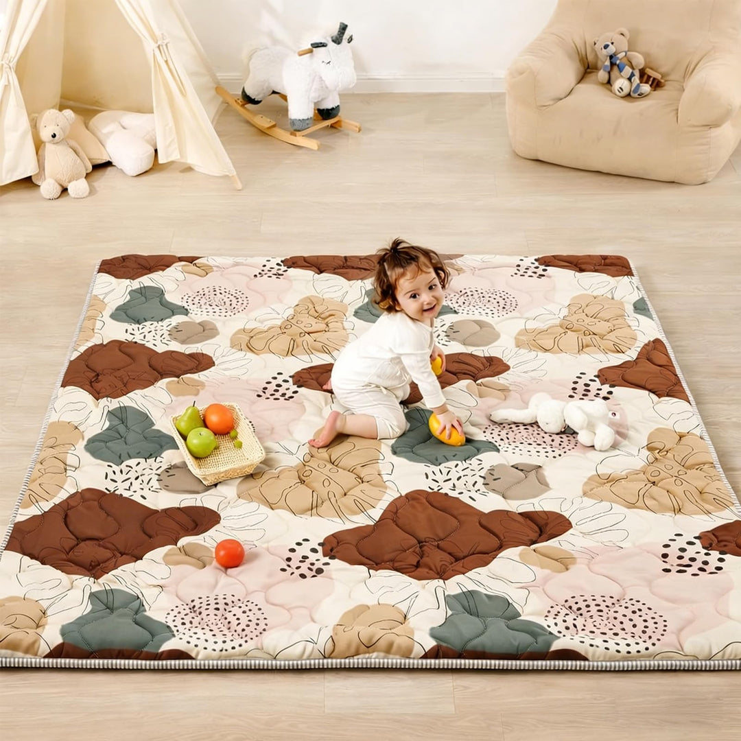 Krabbelmatte Baby Faltbar, Verdickte Krabbeldecke für Baby 127x127cm, Anti Rutsch Matte, Maschinenwa