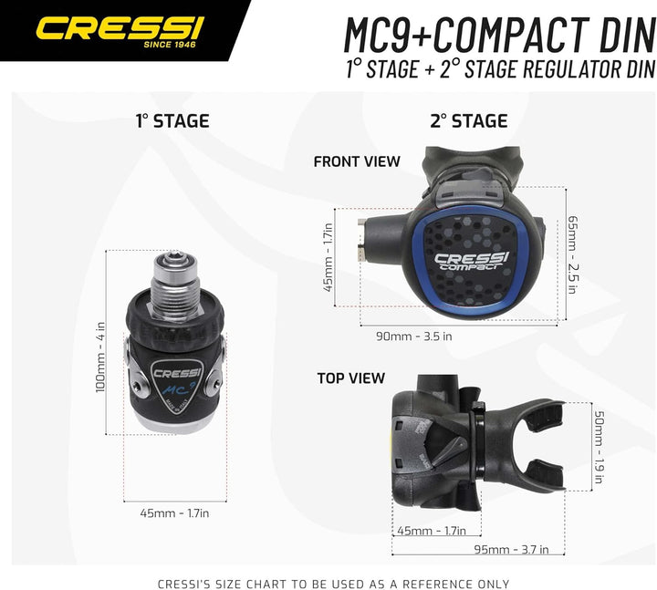 Cressi MC9/XS Compact Regulator - Atemregler zum Tauchen, erhältlich INT oder DIN Version, Unisex fü