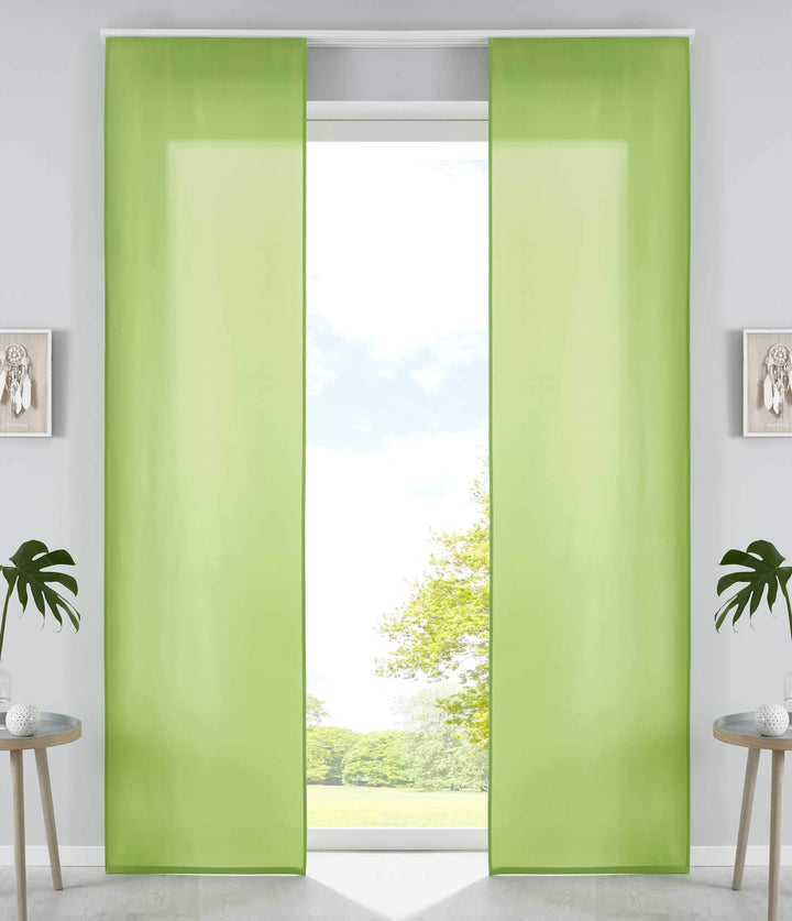 2er Set Schiebegardinen Flächenvorhänge Mikrofaser Vorhang Gardine Schiebe HxB 245x60 cm Apfelgrün M