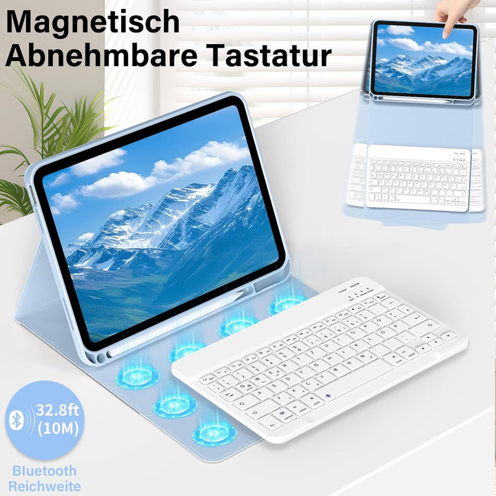 aoub Hülle mit Tastatur für iPad (A16) 11. Generation/10. Generation 10,9" Blau, Blau