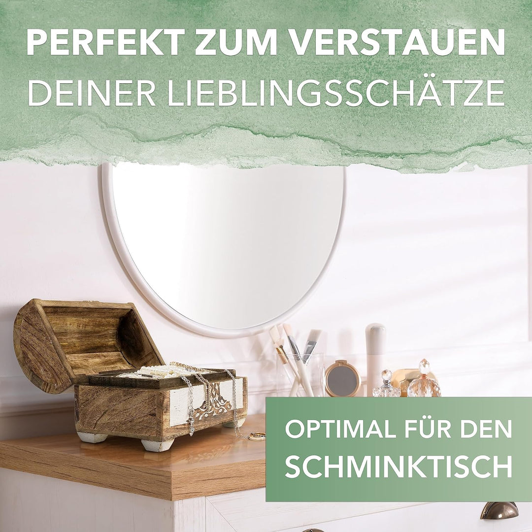Schatzkiste Schatztruhe Baum des Lebens white wash, massive Holz-Schatulle Dekobox 20,5 x 11 x 12,5