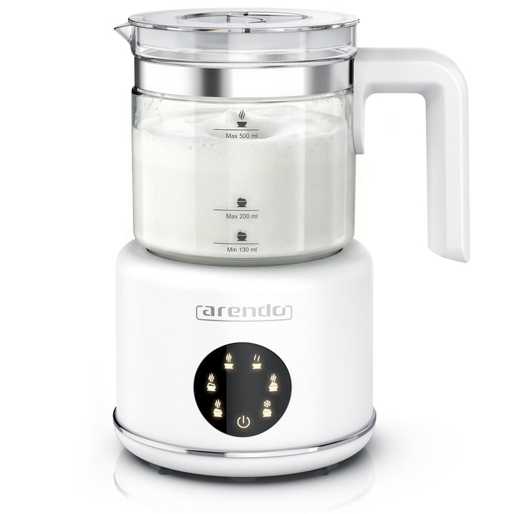 Arendo – Milchaufschäumer elektrisch – 600 Watt Heizelement – 500 ml – 6 Automatikprogramme – Milchs