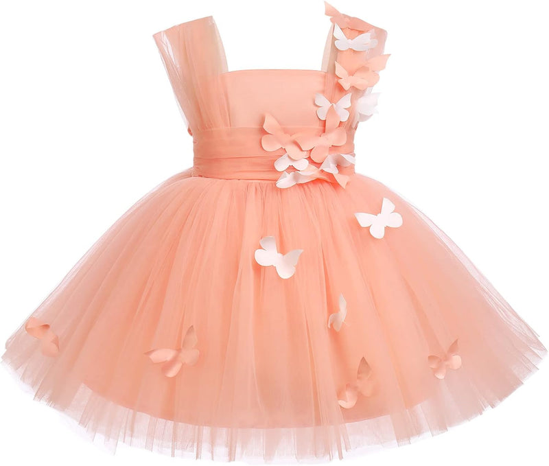 FYMNSI Baby Mädchen Prinzessin Kleid Blumenmädchenkleid Taufkleid Kleinkinder Schmetterling Festlich