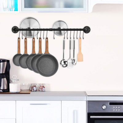 Toplife Küchen Hängeleiste für Küchenutensilien, 100 cm industrieller Stil mit 16 Haken, Hakenleiste