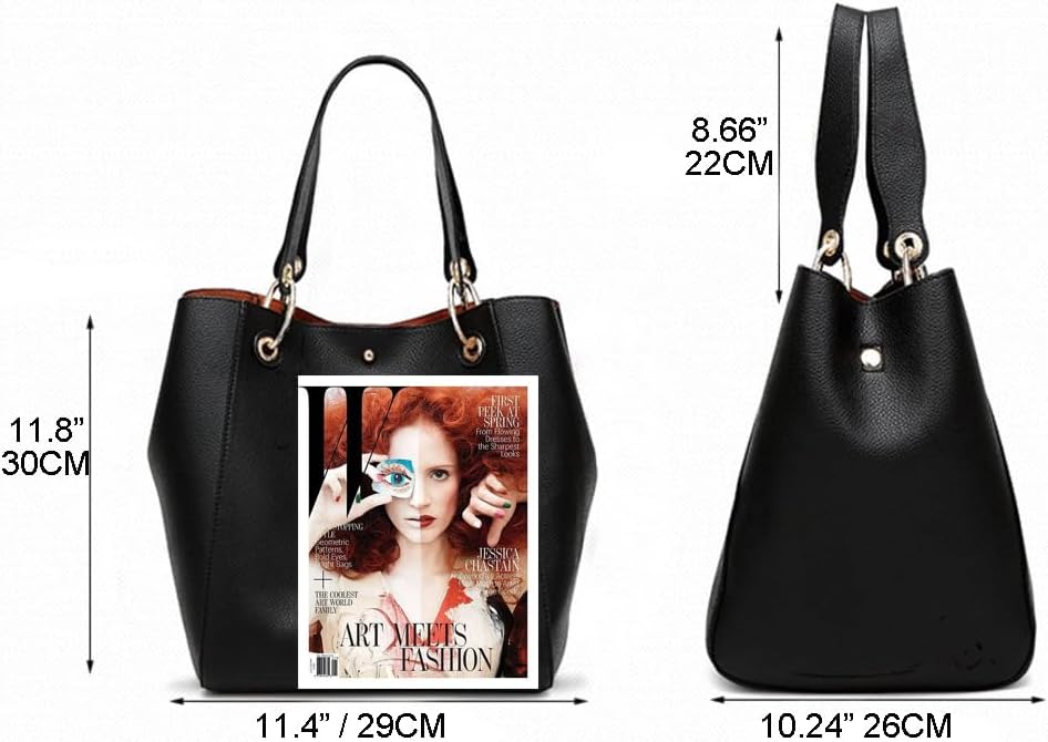 Valleycomfy Handtasche Damen Gross Shopper Tasche Leder Schwarz Klassisch Shopping Bag