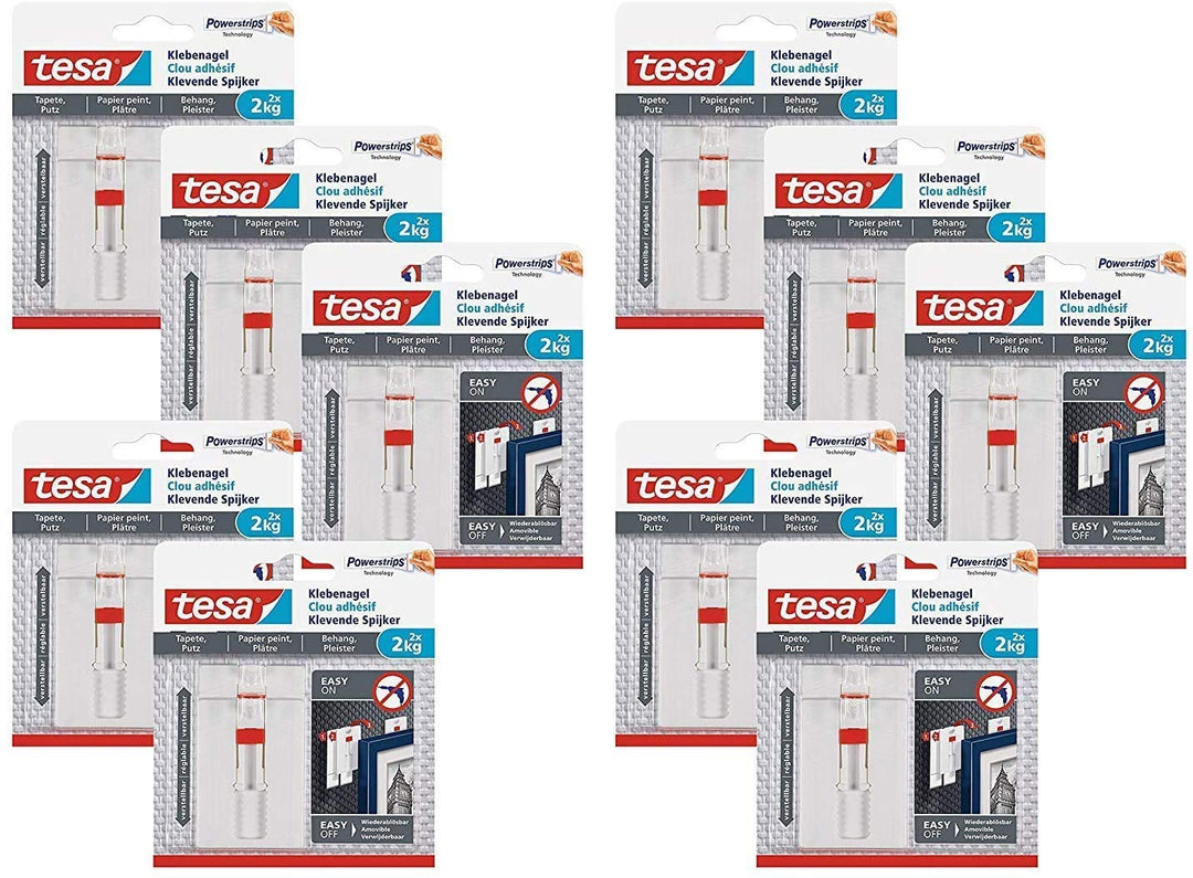 tesa® Verstellbarer Klebenagel für Tapeten und Putz 2 kg (10 Packungen)